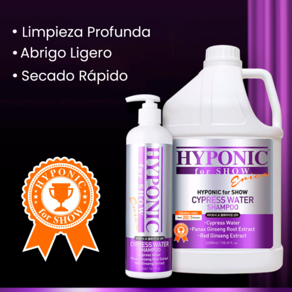 Hyponic Shampoo para Show Dogs de Agua de Cypress 3800ml - Imagen 2